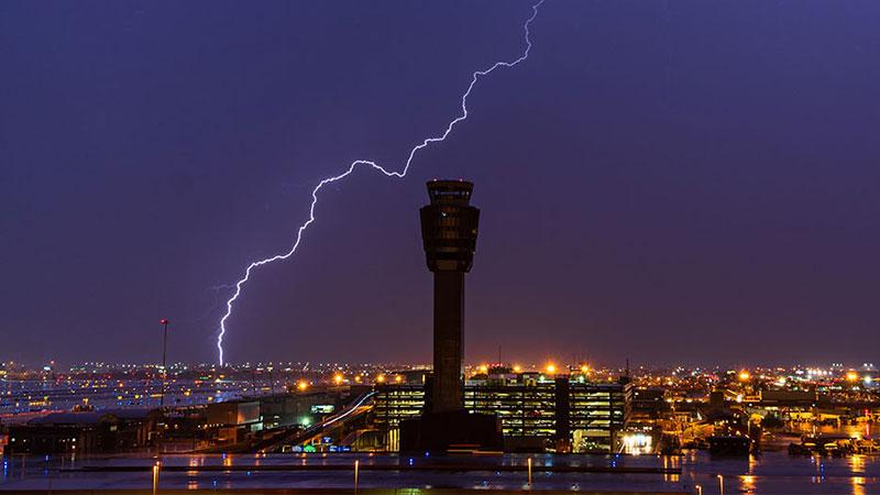 Lightning at an airport