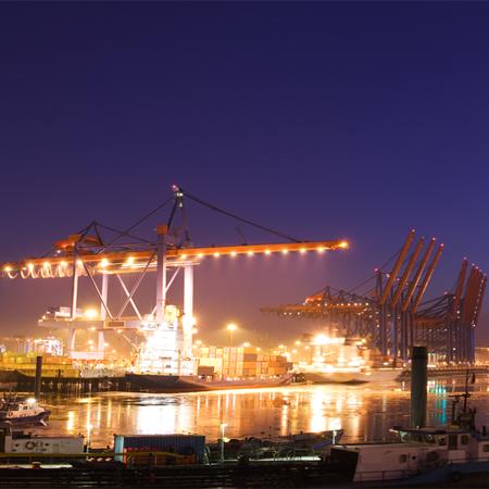 Ships and cranes in a port