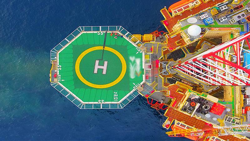 Helicopter landing pad on a boat