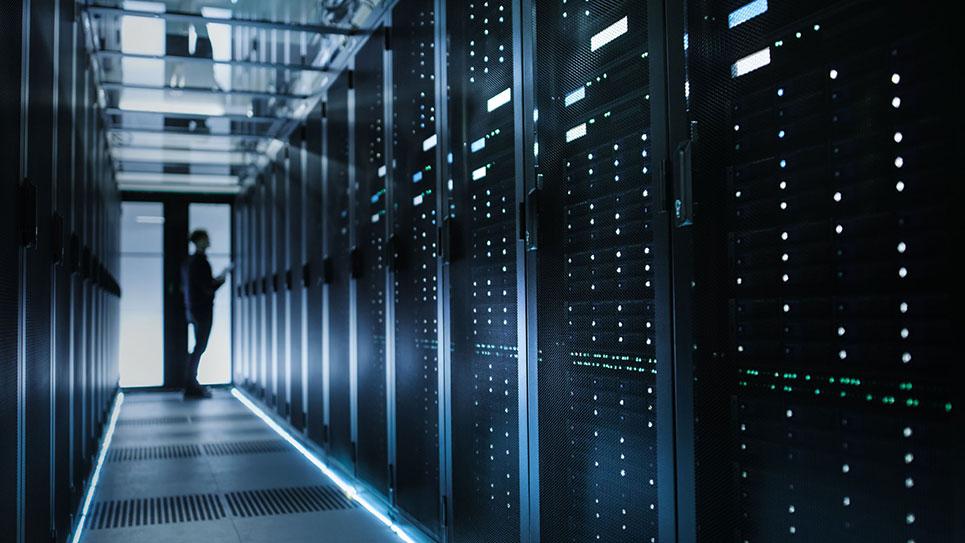 Man in a data center