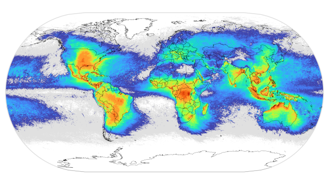 Global lightning density map