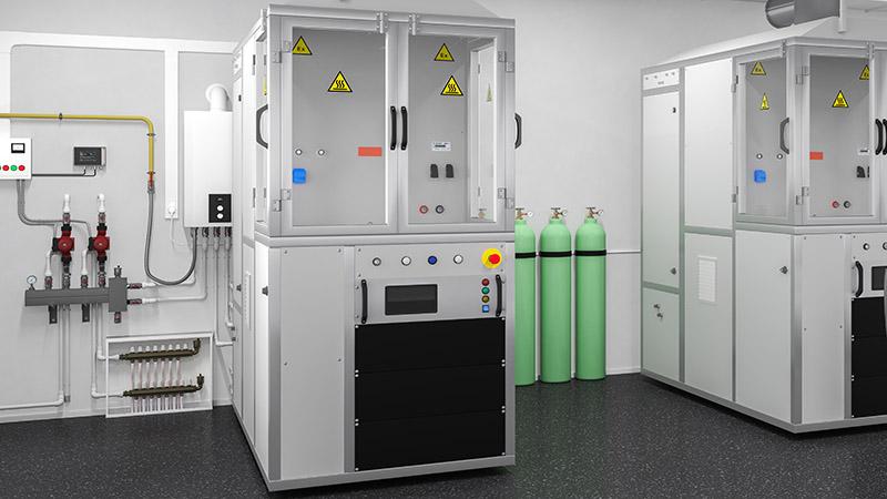 Fuel cell test equipment in a laboratory environment with Vaisala humidity measurement instruments