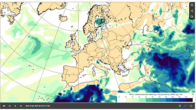 This satellite image shows the Saharan dust layers in high concentrations above Finland.