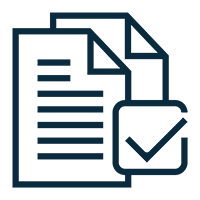 Validation icon, documents with check mark