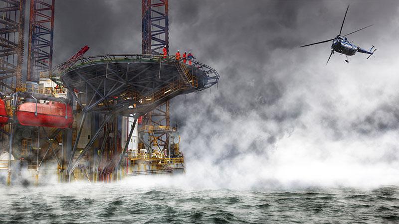 Helideck on stormy sea