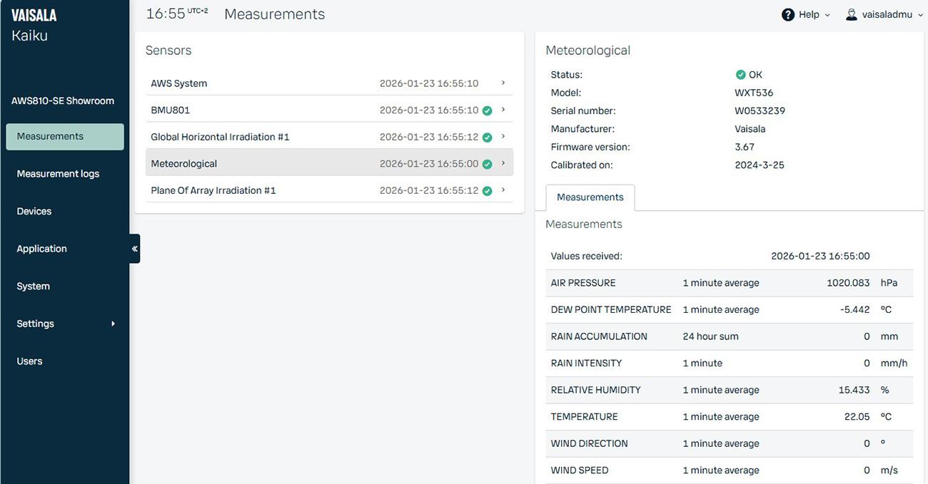 Tool measurements user interface.
