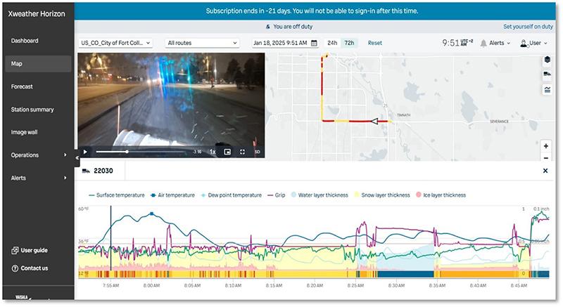 Xweather Horizon user interface with map.