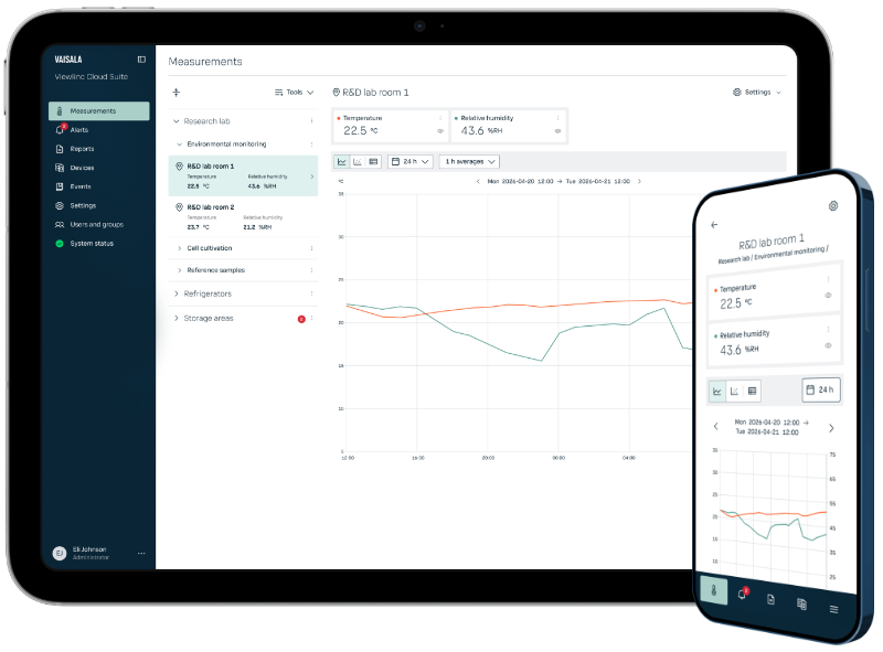 viewLinc CS, mediciones para iPad y dispositivos móviles