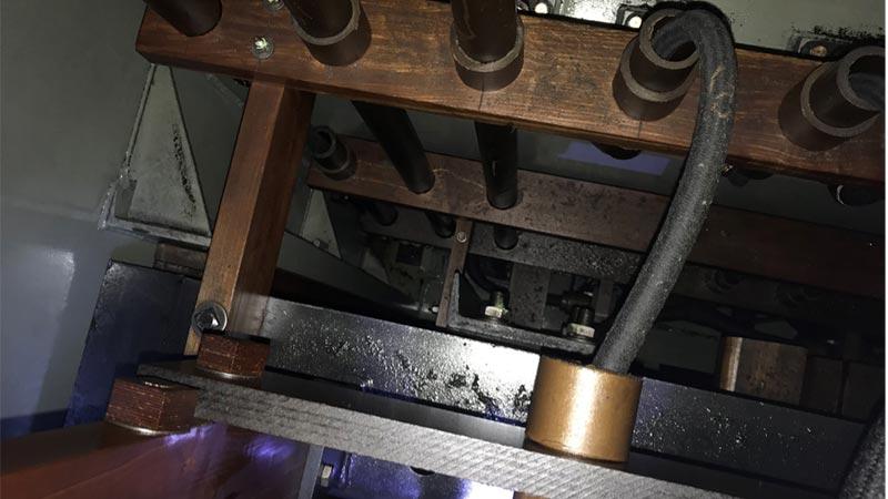 Figure 1. Visual inspection with a scope revealed some carbon like debris on surfaces of the PA. 