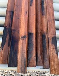 Figure 6. Carbonization found on the surfaces of the wood spacers of the PA core.