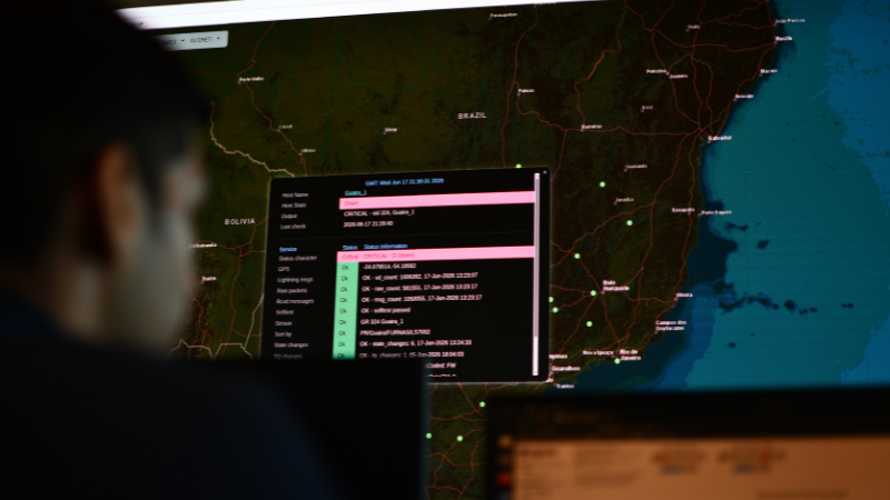 Remote monitoring display inside Vaisala's Network Operation Center (NOC)