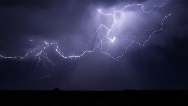 Lightning storm at night
