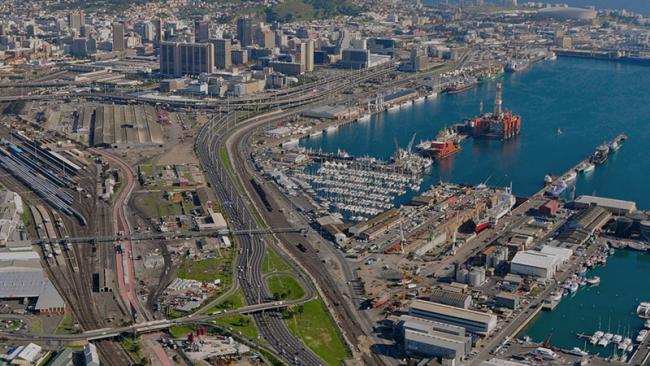 Aerial view of a port