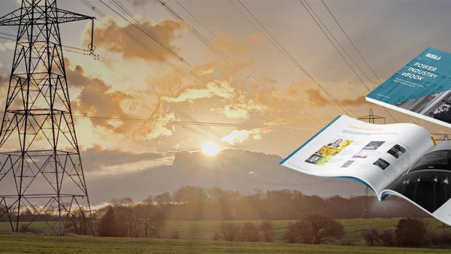 Power eBook on landscape with powerlines