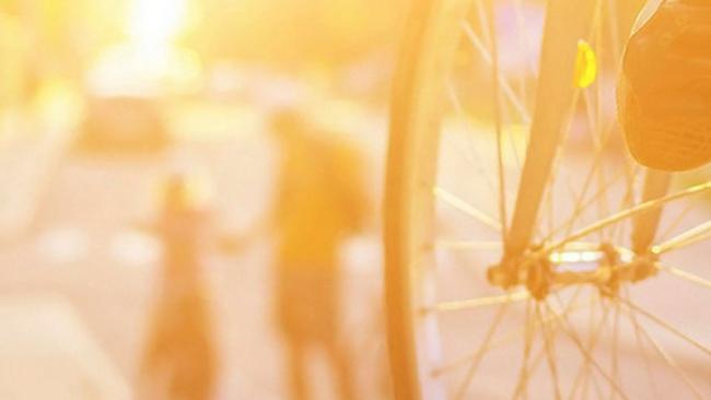 Closeup of bicycle in bright sunlight