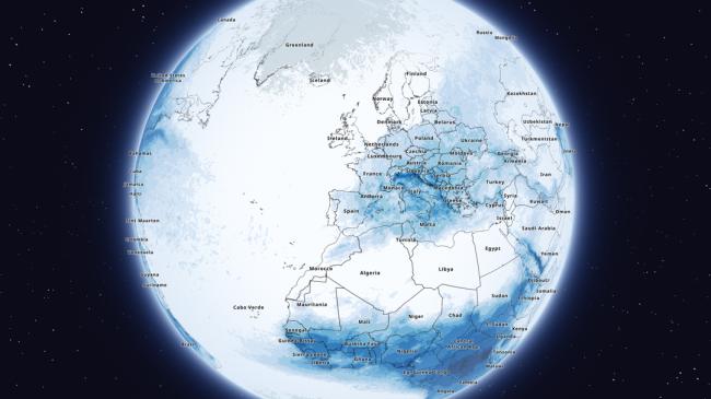 Global lightning density map