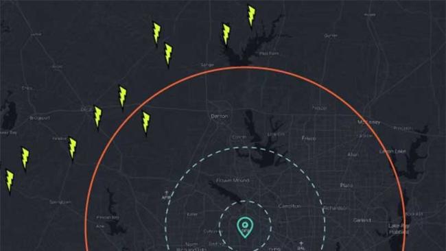 Lightning density map