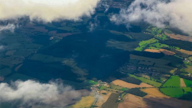 Aerial view of fields