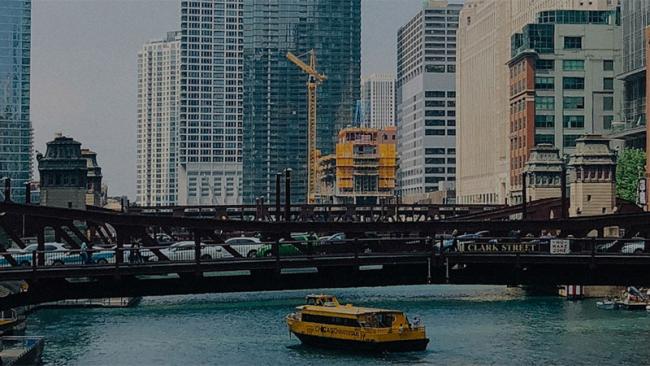 Bridge over a river in city center