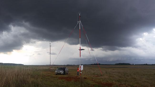 Thunderstorm and dark skies