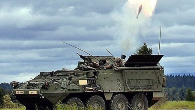Tank on a field test