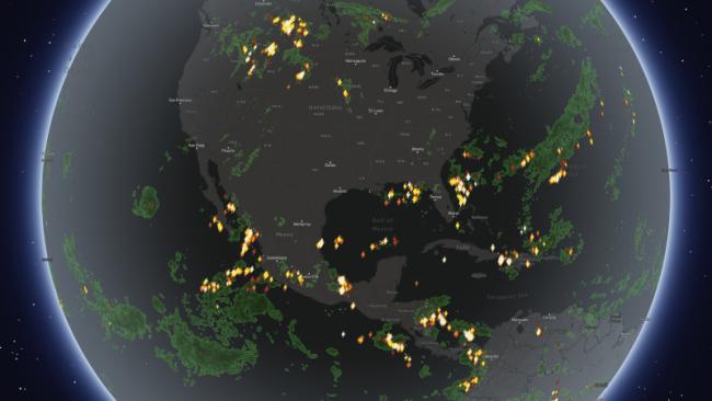 Real-time lightning map from Xweather Live