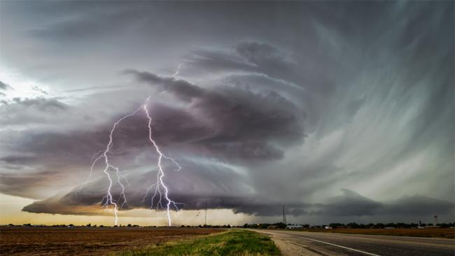 Lightning over fields