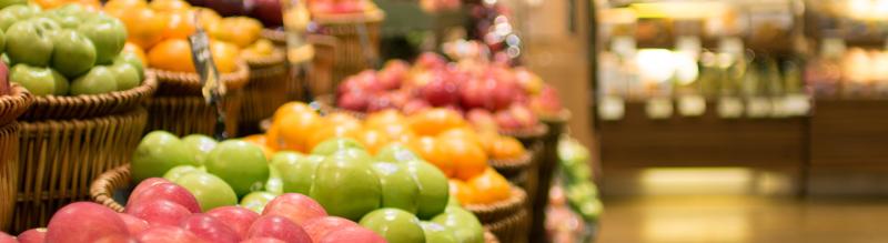 Supermercado, zona de frutas y verduras