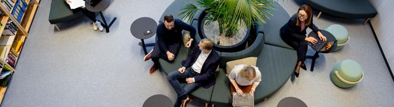 People working at the lobby area.