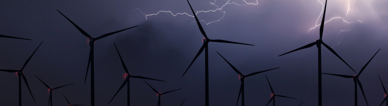 Thunderstorm over a wind farm