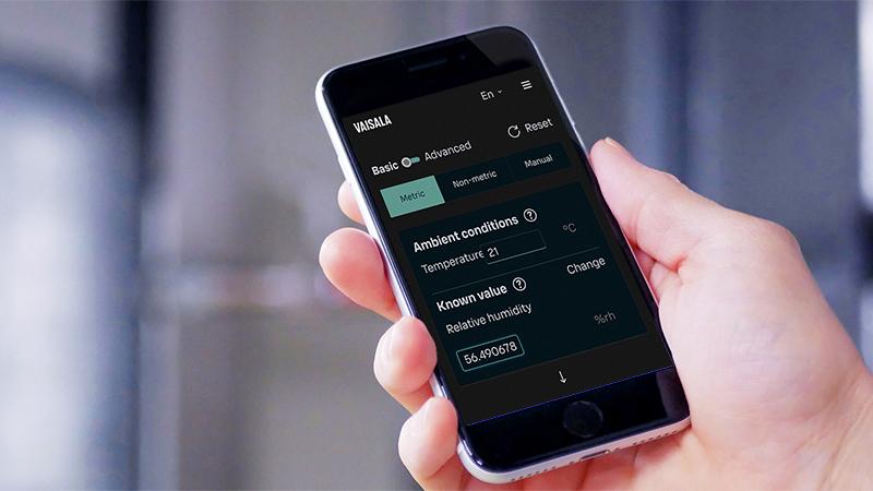 Using Vaisala's Humidity Calculator on a mobile phone