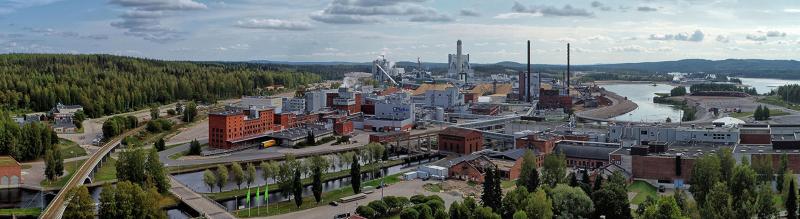 Paper mill by a lake