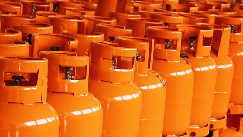Orange gas bottles