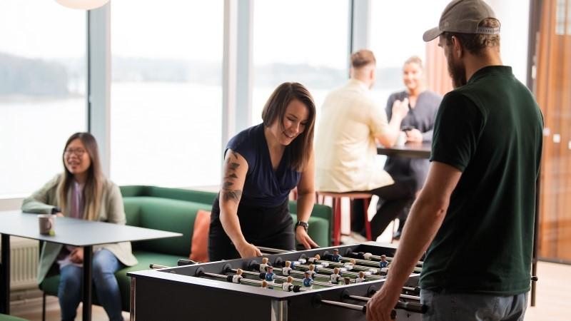 Team hanging out in Vaisala Keilaniemi office