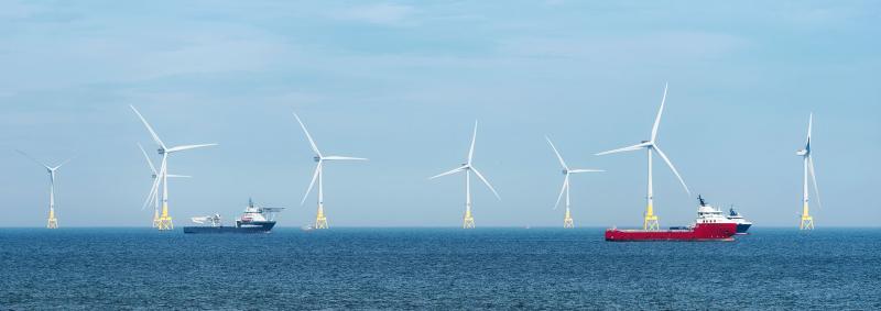 Offshore windfarm and ships