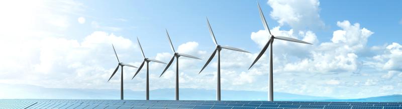 Windmills and solar power plant