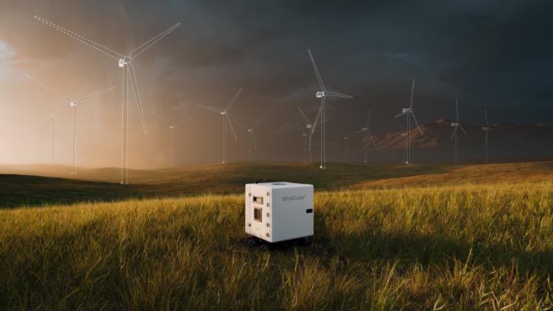 WindCube 2.1 XP wind lidar with wind turbines