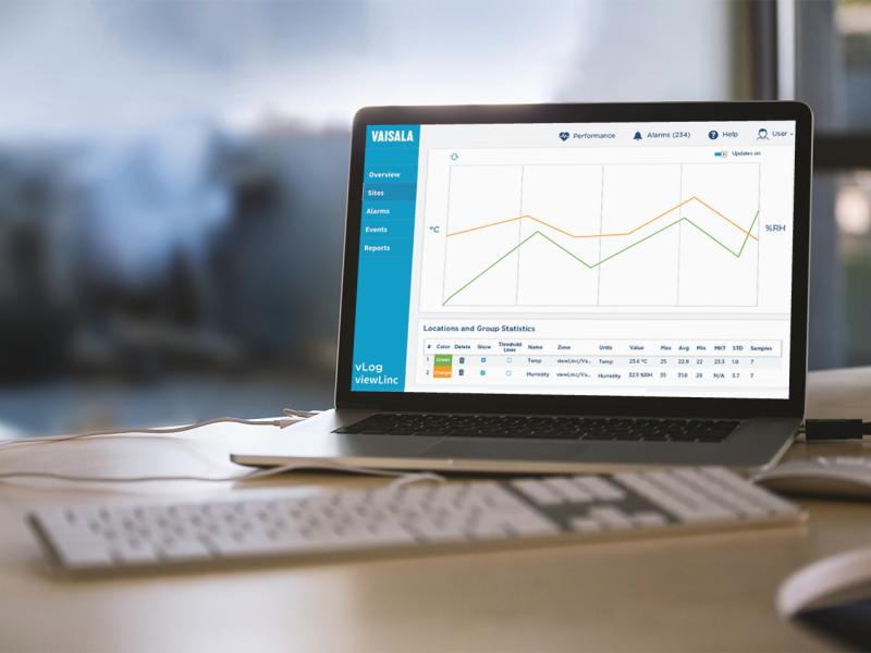 Laptop with graphs on screen