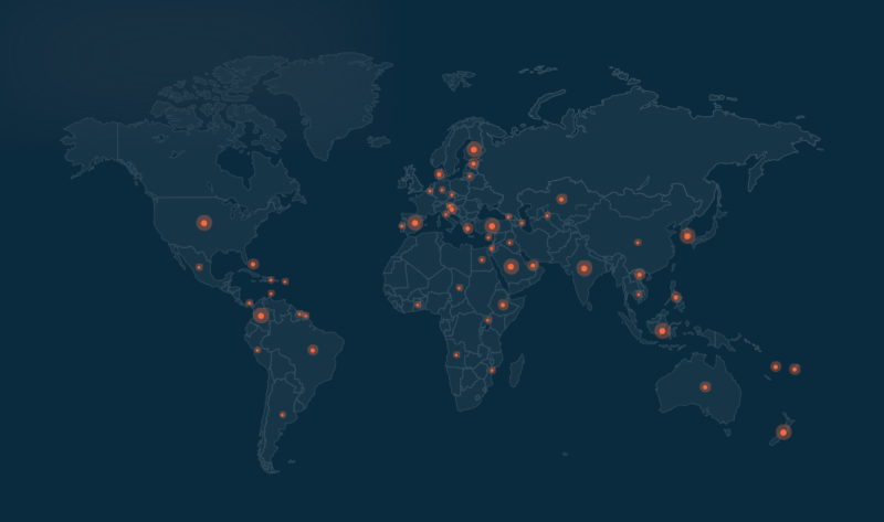 300+ Vaisala Weather Radars around the world - map of 56 countries