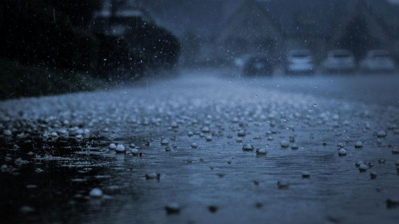 Hail stones on a dark street