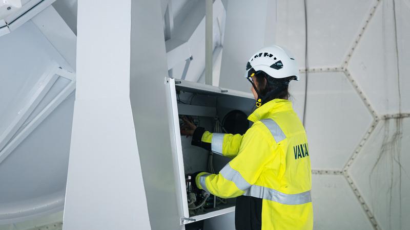 Vaisala expert maintaining a weather radar