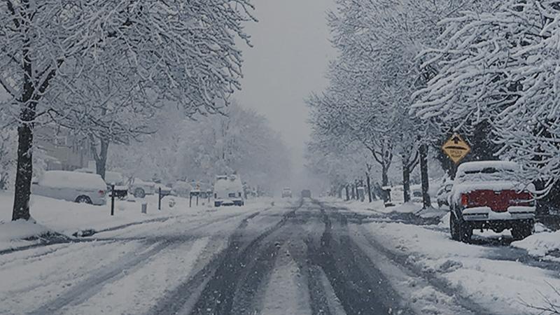 Winter road in the US
