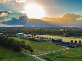 Biogas plant in countryside landscape