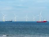 Windmills and ships in the sea