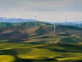 Wind turbines in a field scenery
