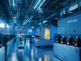 Semiconductor production fab cleanroom with AGV robots