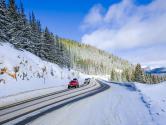 Winter mountain road in Colorado, USA.