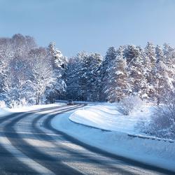 Beautiful winter road vie
