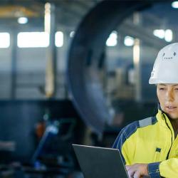 woman and man in hard hats