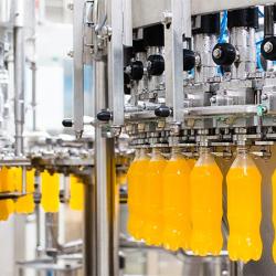 Bottles in beverage processing line